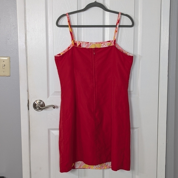Retro Reversible Groovy Pink Floral and Red Mini Dress‎ -Size M/L - Picture 5 of 9